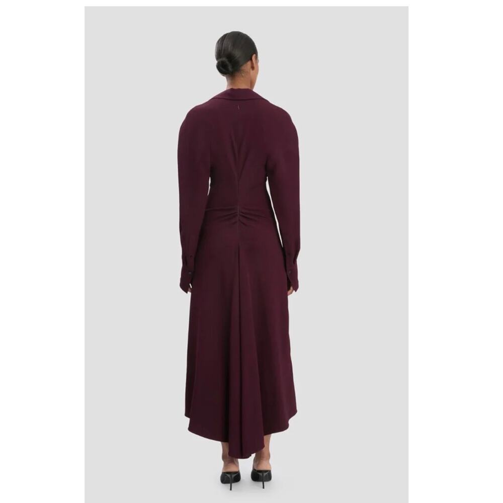 Victoria Beckham Long Sleeve Midi Polo Dress in Merlot UK 8 US 4 - Picture 3 of 4